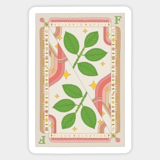 Ficus Elastica Rubber Plant Illustration with Playing Card Design for Plant Mom Plant Daddy Sticker